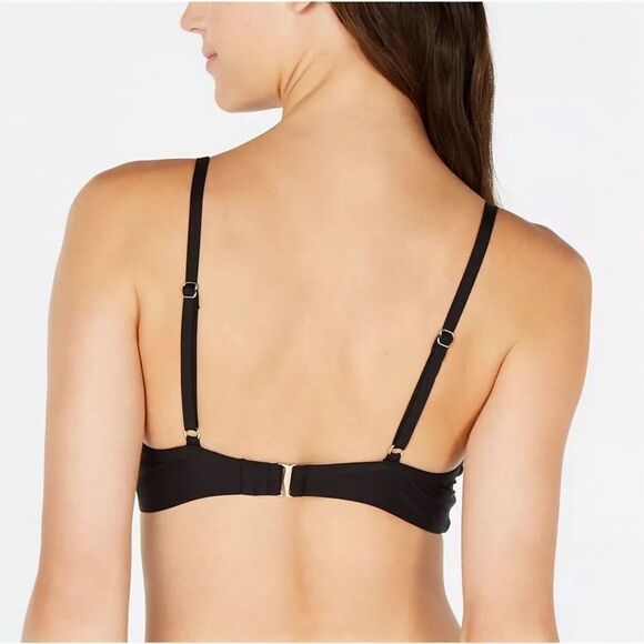 Calvin Klein Swimwear Twist Front Padded Underwire Bikini Top Black L NWT $68 - Picture 3 of 9